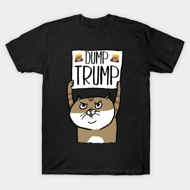 Funny Dump Trump Poop Emoticon Protest Cat T-Shirt by CrankyTees